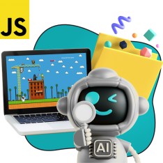 Язык программирования JavaScript + AI. Проектное обучение + геймификация + AI-помощники - КИБЕРшкола программирования для детей, компьютерные курсы для школьников, начинающих и подростков - KIBERone г. Набережные Челны